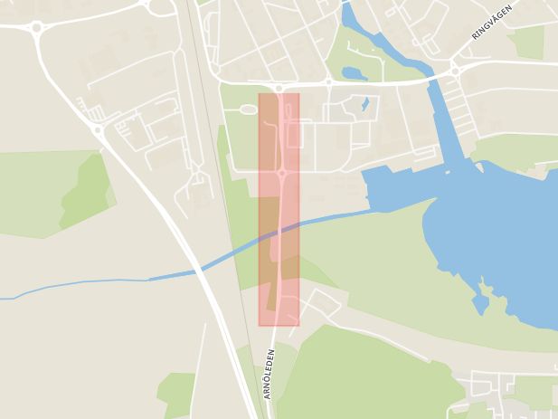 Karta som med röd fyrkant ramar in Nyköping, Arnöleden, Eskilstuna, Trosa, Ståhlbergsvägen, Södermanlands län
