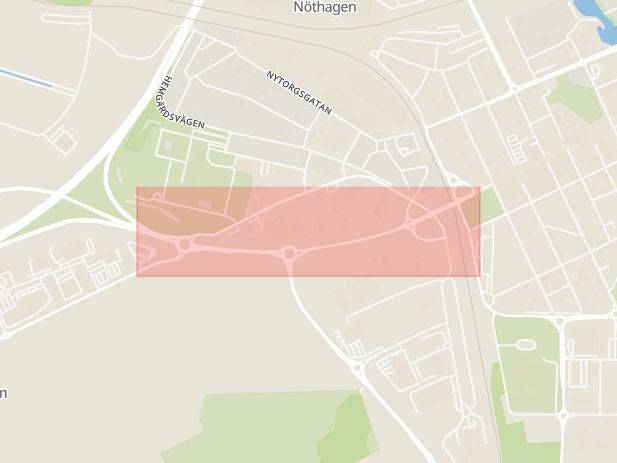Karta som med röd fyrkant ramar in Västerleden, Nyköping, Södermanlands län