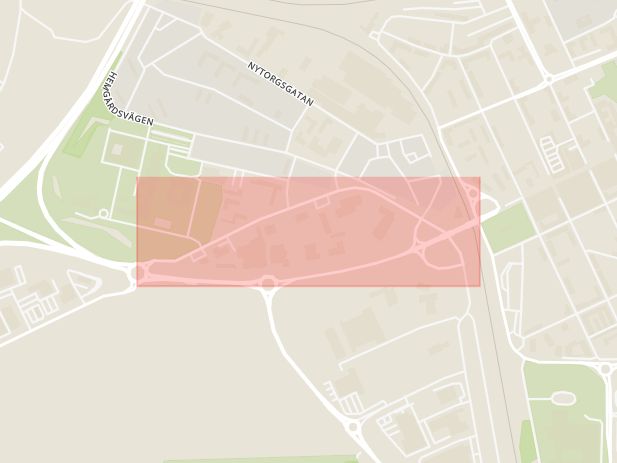 Karta som med röd fyrkant ramar in Norrköpingsvägen, Nyköping, Södermanlands län