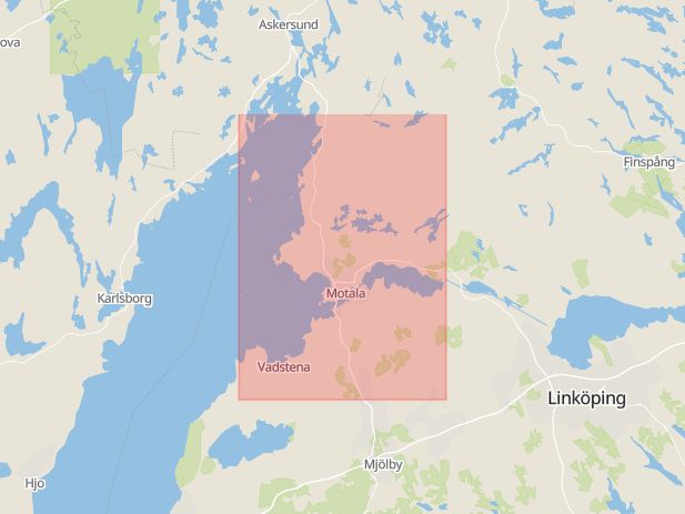 Karta som med röd fyrkant ramar in Motala, Askersund
