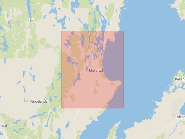 Karta som med röd fyrkant ramar in Låssbyn, Mellerud, Västra Götalands län