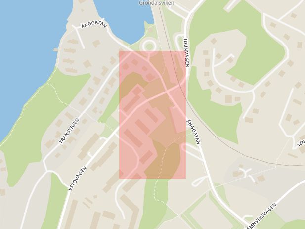 Karta som med röd fyrkant ramar in Oron, Nynäshamn, Stockholms län