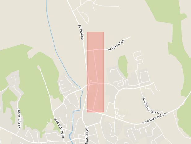 Karta som med röd fyrkant ramar in Industrigatan, Trosa, Södermanlands län