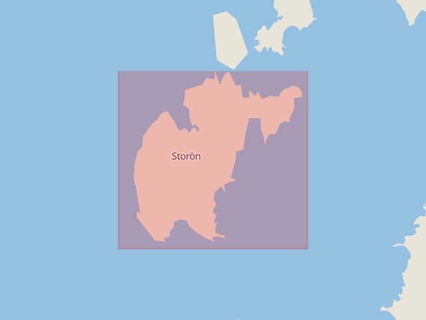 Karta som med röd fyrkant ramar in Storön, Härjedalen, Västra Götalands län