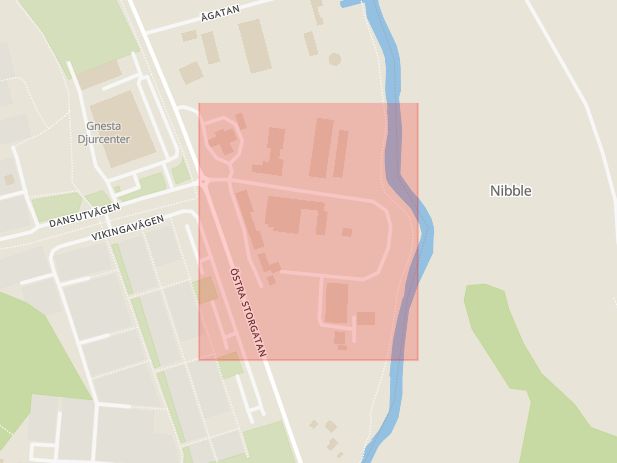 Karta som med röd fyrkant ramar in Södermanland, Gnesta, Nibblegatan, Södermanlands län