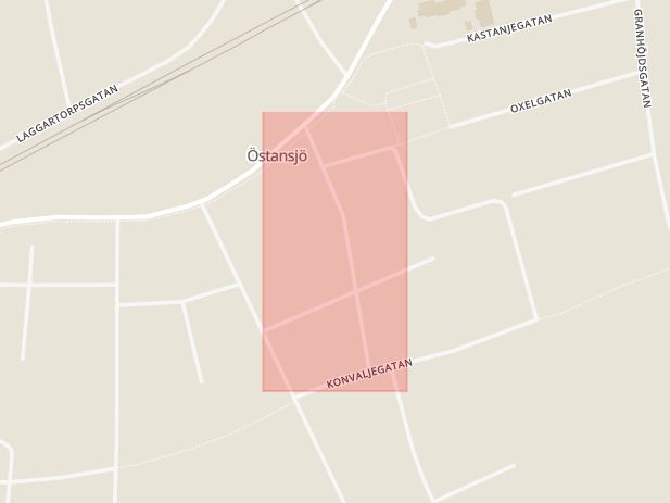 Karta som med röd fyrkant ramar in Köpmangatan, Östansjö, Örebro, Hallsberg, Örebro län