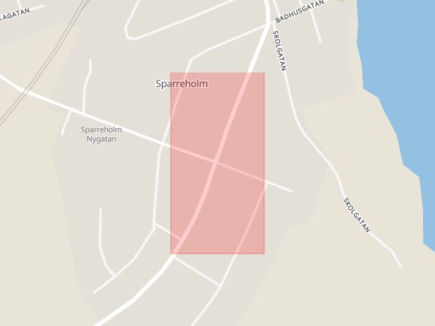 Karta som med röd fyrkant ramar in Sparreholm, Flens Kommun, Södermanlands län