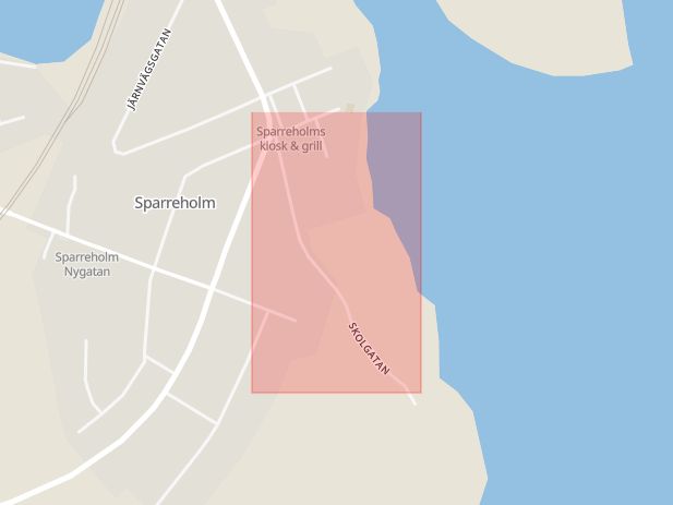 Karta som med röd fyrkant ramar in Skolgatan, Malmköping, Flens Kommun, Flen, Södermanlands län