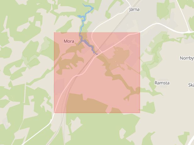 Karta som med röd fyrkant ramar in Järna, Södertälje, Mölnbovägen, Norrtälje, Stockholms län