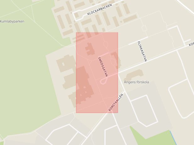 Karta som med röd fyrkant ramar in Kumlaby, Kumla, Örebro län
