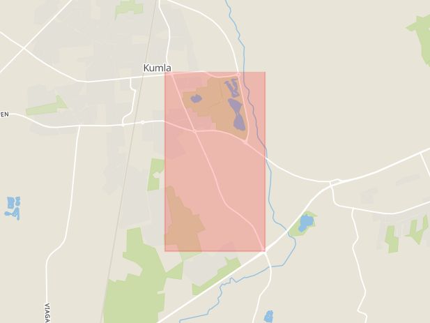 Karta som med röd fyrkant ramar in Södra Kungsvägen, Kumla By, Kumla, Örebro län
