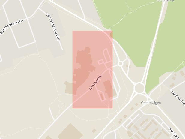 Karta som med röd fyrkant ramar in Skogstorp, Kumla, Örebro län