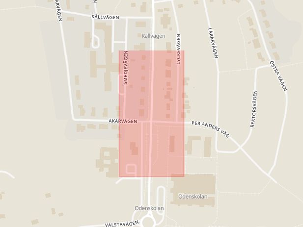 Karta som med röd fyrkant ramar in Odensbacken, Örebro, Örebro län