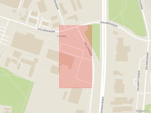 Karta som med röd fyrkant ramar in Torvalla, Kapell, Haninge, Stockholms län