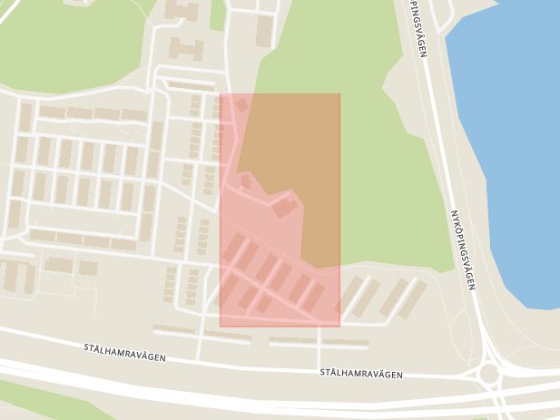 Karta som med röd fyrkant ramar in Trafikplats Saltskog, Södertälje, Stockholms län