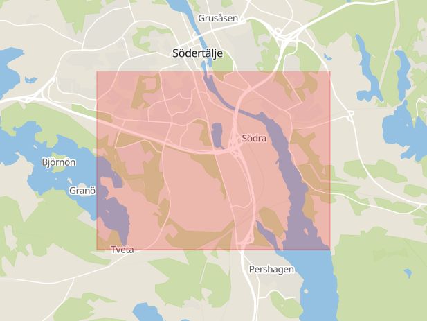 Karta som med röd fyrkant ramar in Västergärdet, Orsa, Stockholms län