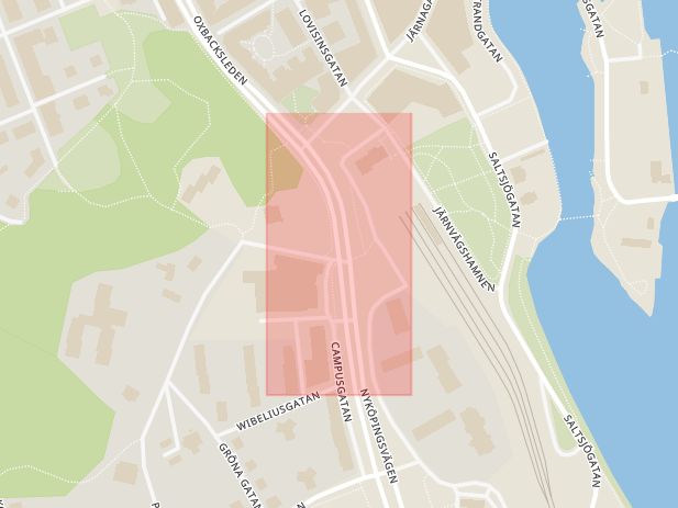 Karta som med röd fyrkant ramar in Södertälje Kommun, Nyköpingsvägen, Högsta, Södertälje, Stockholms län