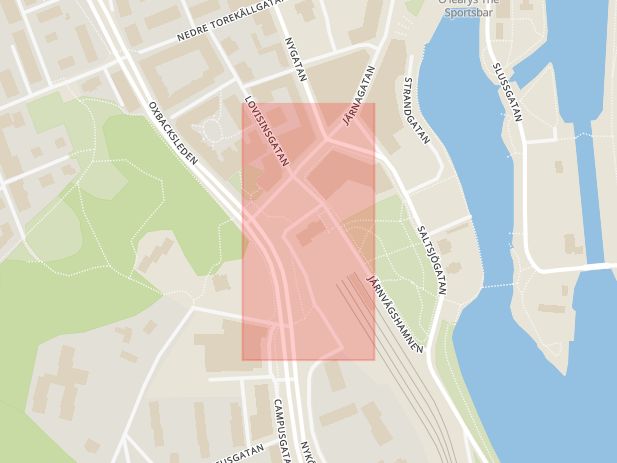 Karta som med röd fyrkant ramar in Södertälje Centrum, Hållplatsen, Södertälje, Stockholms län