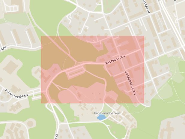 Karta som med röd fyrkant ramar in Källgatan, Södertälje, Stockholms län