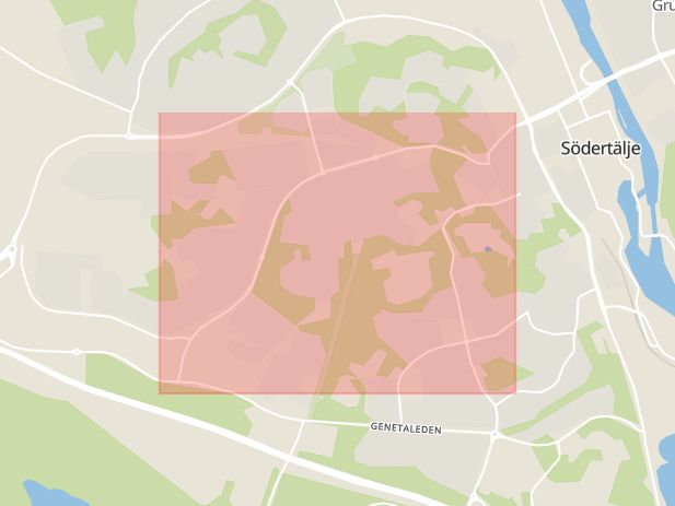 Karta som med röd fyrkant ramar in Holmfastvägen, Södertälje, Stockholms län