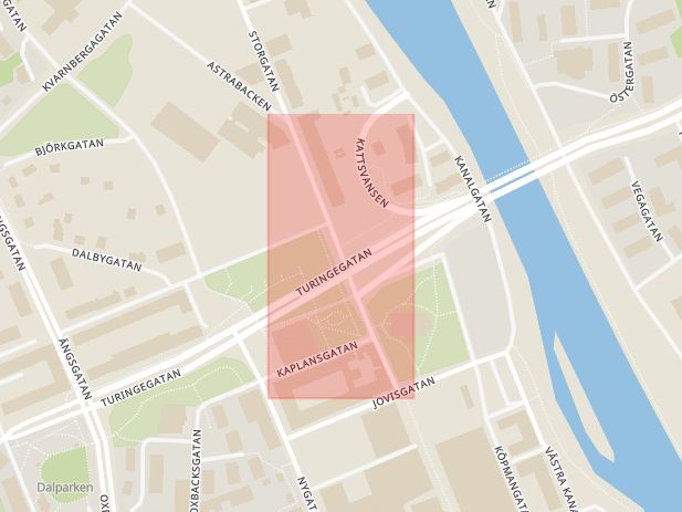 Karta som med röd fyrkant ramar in Storgatan, Centrifugen, Södertälje, Stockholms län