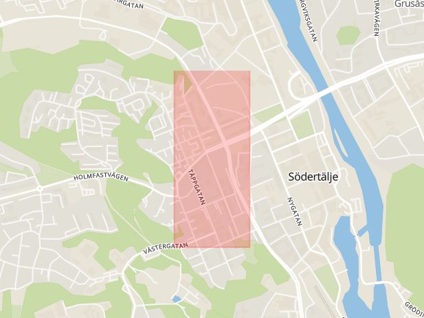 Karta som med röd fyrkant ramar in Dalgatan, Södertälje, Stockholms län