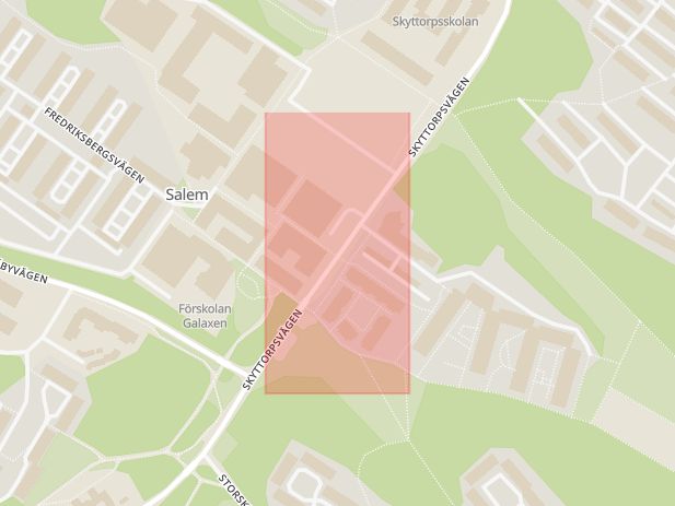 Karta som med röd fyrkant ramar in Trafikplats Salem, Salem, Stockholms län