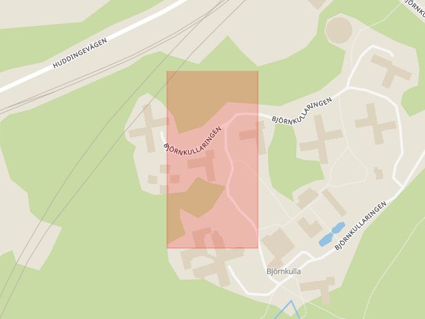 Karta som med röd fyrkant ramar in Solhem, Huddinge Kommun, Stockholm, Stockholms län