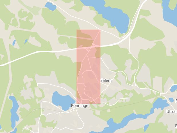 Karta som med röd fyrkant ramar in Salemsvägen, Salem, Stockholms län
