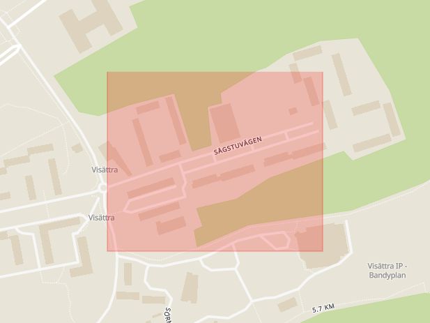 Karta som med röd fyrkant ramar in Flemingsberg, Sågstuvägen, Huddinge, Stockholms län