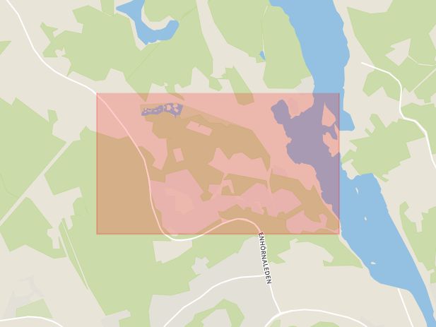 Karta som med röd fyrkant ramar in Linavägen, Högsta, Södertälje, Stockholms län
