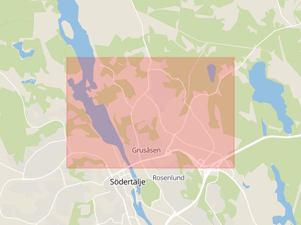 Karta som med röd fyrkant ramar in Ritorp, Södertälje, Stockholms län