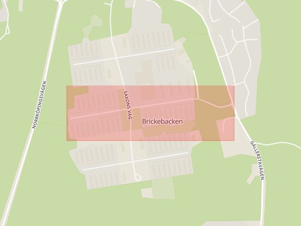 Karta som med röd fyrkant ramar in Granrisvägen, Brickebacken, Örebro, Örebro län