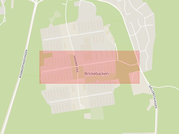 Karta som med röd fyrkant ramar in Brickebacken, Granrisvägen, Örebro, Örebro län