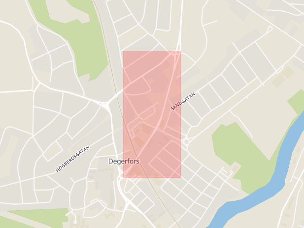 Karta som med röd fyrkant ramar in Medborgargatan, Degerfors, Örebro län