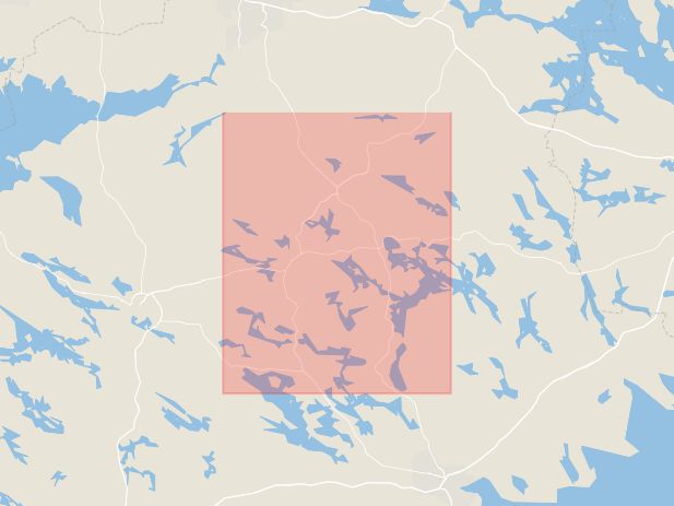 Karta som med röd fyrkant ramar in Flen, Brandkärr, Nyköping, Eskilstuna, Södermanlands län