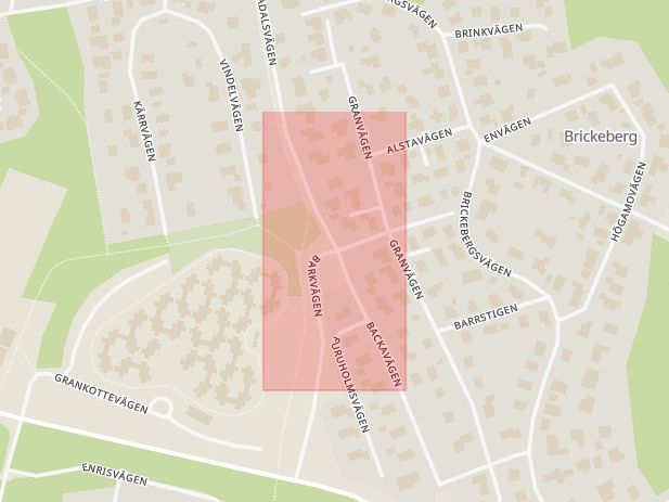 Karta som med röd fyrkant ramar in Barkvägen, Åstadalsvägen, Örebro, Örebro län