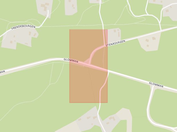 Karta som med röd fyrkant ramar in Glomman, Stenåsvägen, Örebro, Örebro län