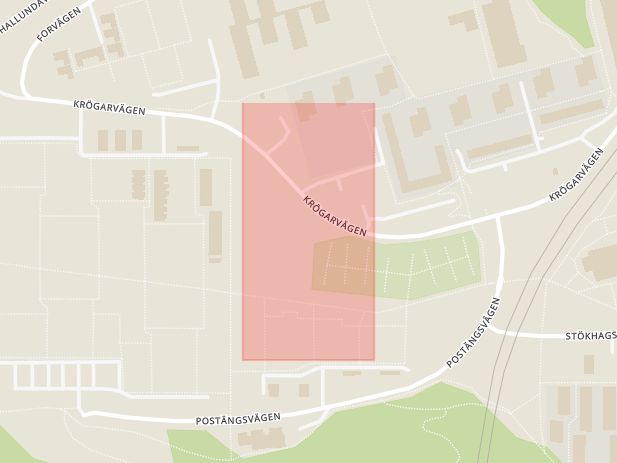 Karta som med röd fyrkant ramar in Norsborg, Pokalvägen, Botkyrka, Stockholms län