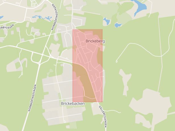 Karta som med röd fyrkant ramar in Brickebacken, Brickeberg, Örebro, Örebro län