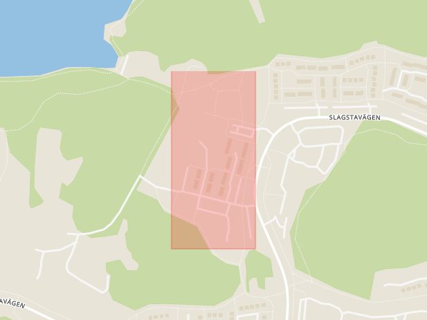 Karta som med röd fyrkant ramar in Hallunda, Slagsta, Botkyrka, Stockholms län