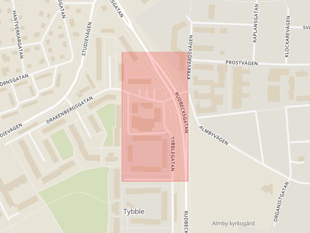 Karta som med röd fyrkant ramar in Tybble, Örebro, Örebro län