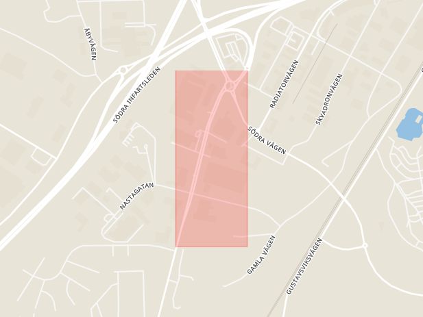 Karta som med röd fyrkant ramar in Adolfsbergsvägen, Aspholmen, Örebro, Örebro län