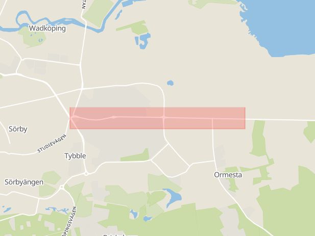 Karta som med röd fyrkant ramar in Ormesta, Hjälmarvägen, Örebro, Örebro län