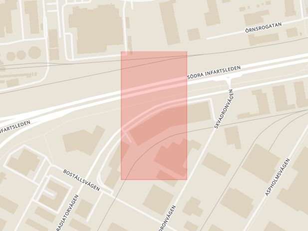 Karta som med röd fyrkant ramar in Nastagatan, Aspholmen, Bilhallen, Örebro, Örebro län