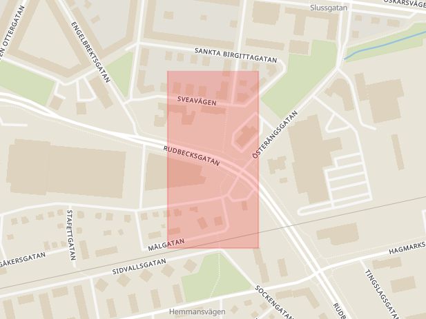 Karta som med röd fyrkant ramar in Österplan, Örebro, Örebro län