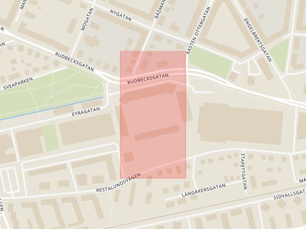 Karta som med röd fyrkant ramar in Stadium, Örebro