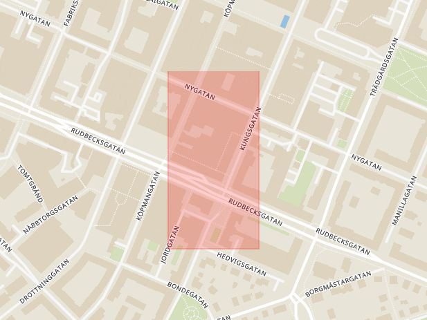 Karta som med röd fyrkant ramar in Åhlens, Örebro, Örebro län