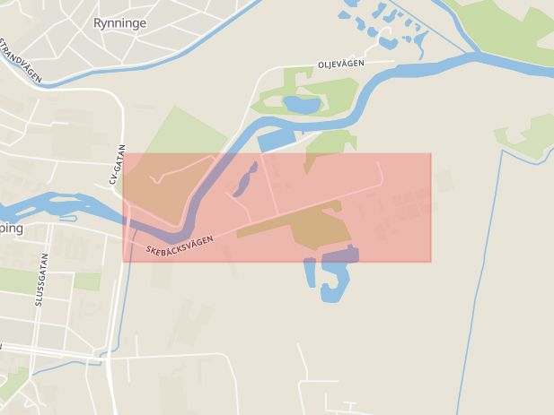 Karta som med röd fyrkant ramar in Skebäcksvägen, Örebro, Örebro län