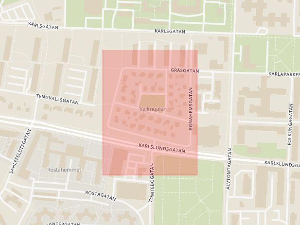 Karta som med röd fyrkant ramar in Västra Mark, Slåttervägen, Örebro, Örebro län